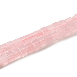 Rose Quartz Natural Rose Quartz Beads Strands, Cube, 2~2.5x2.5~3.5x2.5~3mm, Hole: 0.4mm, about 157~165pcs/strand, 14.96~15.75''(38~40cm)