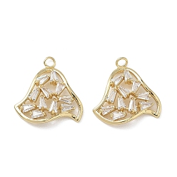 Настоящее золото 18K Латунные микропаве подвески с прозрачными кубическими циркониями, треугольник прелести, реальный 18 k позолоченный, 17.5x16.5x4 мм, отверстие : 1.6 мм