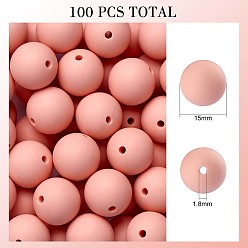 Light Salmon 100Pcs Silicone Beads Round Rubber Bead 15MM Loose Spacer Beads for DIY Supplies Jewelry Keychain Making, Light Salmon, 15mm