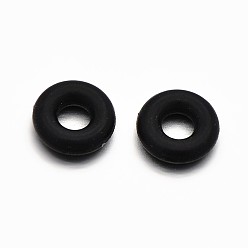 Black Rubber O Rings, Donut Spacer Beads, Fit European Clip Stopper Beads, Black, 5x1mm