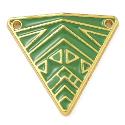 Зеленый Стойка покрытие латунь эмаль треугольный соединитель подвески, реальный 18 k позолоченный, долговечный, без свинца и без кадмия, зелёные, 24x25.5x3.5 мм, отверстие : 1.4 мм