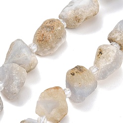 Blue Lace Agate Natural Blue Lace Agate Beads, Rough, Nuggets, 13~23x12~16x6~13mm, Hole: 1mm, about 11~13pcs/strand, 7.44''(18.9cm)~7.99''(20.3cm)