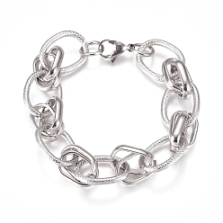 Stainless Steel Color 304 Stainless Steel Chain Bracelets, with Lobster Claw Clasps, Stainless Steel Color, 8-1/4 inch(21cm)