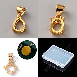 Real 24K Gold Plated 6Pcs 3 Styles Brass Pendant Cabochon Settings, Open Back Settings, Mixed Shapes, Real 24K Gold Plated, 10.5~14x6.5~11x5~6mm, Hole: 4.5~5x3.5mm, 2pcs/style