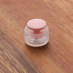 Pink Plastic Cord Locks Clip Ends, Double Hole Drawstring Stopper Fastener Buttons, Pink, 17x16.5mm