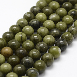 Green Jade Natural Chinese Jade Beads Strands, TaiWan Jade, Round, 10mm, Hole: 1.3mm, about 39pcs/strand, 15.2 inch