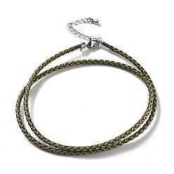 Темно-оливково-зеленый Изготовление плетеных ожерелий из полиэфирного шнура, с латунной фурнитурой , нержавеющая сталь застежками, долговечный, платина, темно-оливковый зеленый, 18-3/4 дюйм (47.5 см)