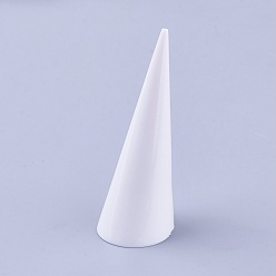 Blanc Affichages d'anneau en verre organique acrylique, cône, blanc, 25.5x69mm