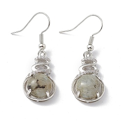 Лабрадорита Серьги-подвески в виде тыквы из натурального лабрадорита с кристаллами и стразами, платиновые латунные украшения для женщин, 39 мм, штифты : 0.6 мм