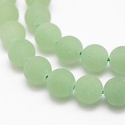 Green Aventurine Frosted Round Natural Green Aventurine Beads Strands, 6mm, Hole: 1mm, about 63pcs/strand, 15.5 inch