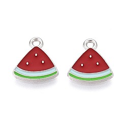 Красный Эмалевые подвески из фруктового сплава, арбуз, платина, красные, 13.5x12x1.5 мм, отверстие : 1.5 мм