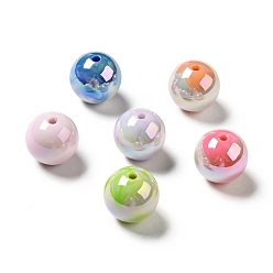 Mixed Color UV Plating Opaque Rainbow Iridescent Acrylic Beads, Round, Mixed Color, 16.5~17.5x17~18mm, Hole: 2.7mm