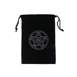 Star Runes Velvet Jewelry Storage Drawstring Pouches, Rectangle Jewelry Bags, for Witchcraft Articles Storage, Star, 18.5x12.5cm