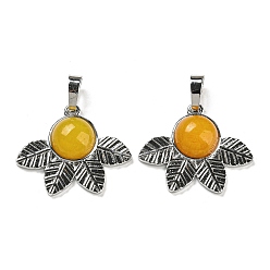 Топаз Нефрит Натуральный топаз нефрита подвески, стойки покрытие латунь лист прелести, платина, без кадмия и без свинца, 22x27x7 мм, отверстие : 8x5 мм