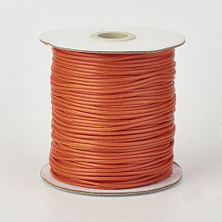 Coral Eco-Friendly Korean Waxed Polyester Cord, Coral, 2mm, about 90yards/roll(80m/roll)
