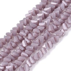 Серо-розавый Непрозрачное стекло бисер нитей, треугольные, граненые, увядшая роза, 2~2.5x3.5~4x3.5~4 мм, отверстие : 0.8~0.9 мм, около 126~132 шт / нитка, 13.78~14.96'' (35~38 см)