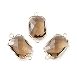 Верблюжий Стойка покрытие латунь паве стекло соединители подвески, прямоугольник ссылки, долговечный, золотые, верблюжие, 13.5x24.5x5.5 мм, отверстие : 1.8 мм