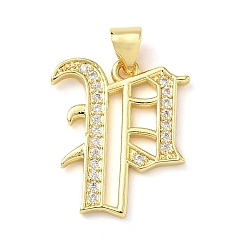 Letter P Латунные микро проложить кубического циркония подвески, стойки покрытие, без свинца и без кадмия, долговечный, реальный 18 k позолоченный, буквы, Письмо P, 20.5x17.5x1.8 мм, отверстие : 3.5x5 мм