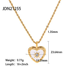 JDN21255 Fashion retro necklace stainless steel twist chain mother-of-pearl love necklace titanium steel necklace girls sense of luxury