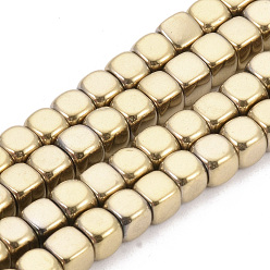 Light Gold Plated Electroplate Non-magnetic Synthetic Hematite Beads Strands, Cube, Light Gold Plated, 4x4x4mm, Hole: 2mm, about 105pcs/strand, 15.7 inch