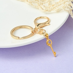 Letter G 304 Stainless Steel Initial Letter Key Charm Keychains, with Alloy Clasp, Golden, Letter G, 8.8cm