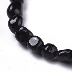 Tourmaline Natural Black Tourmaline Bead Stretch Bracelets, Tumbled Stone, Nuggets, Inner Diameter: 2~2-1/4 inch(5.2~5.6cm)
