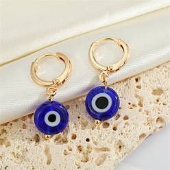 Deep blue eyes with earlobes Minimalist Acrylic Resin Devil Eye Earrings with Turkish Evil Eye Pendant