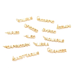 Constellation Brass Pendants, with Jump Rings, Long-Lasting Plated, Constellation/Zodiac Sign, Golden, 12 Constellations, 4x12~31x1.5mm, Hole: 3mm