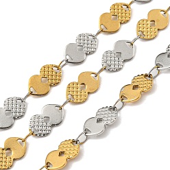 Golden & Stainless Steel Color Ion Plating(IP) 304 Stainless Steel Heart Link Chain, Soldered, with Spool, Golden & Stainless Steel Color, 10.5x6x0.8mm