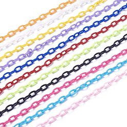 Mixed Color ABS Plastic Cable Chains, Oval, Mixed Color, 13x7~7.5x2mm, about 15.35~15.74 inch(39~40cm)/strand