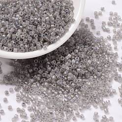 Gray Cylinder Seed Beads, Frosted AB Colors, Round Hole, Uniform Size, Gray, 2x1.5mm, Hole: 0.8mm, about 40000pcs/bag, about 450g/bag