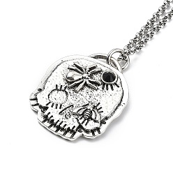 Spider Skull Rhinestone Pendant Necklaces with Rolo Chains, Alloy Jewelry for Men Women, Spider, 27.17 inch(69cm)