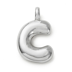 Letter C Латунные подвески, долговечный, стойки покрытие, без кадмия и без свинца, платина, буква С, 15.5x9.5x4.5 мм, отверстие : 2.5 мм