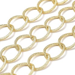 Золотой Оксидированные алюминиевые текстурированные бордюрные цепи, несварные, с катушкой, золотые, 31x23.5x2 мм, около 49.21 футов (15 м) / рулон