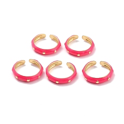 Fuchsia Brass with Enamel Rings,  Long-Lasting Plated, Lead Free & Cadmium Free & Nickel Free, Real 18K Gold Plated, Fuchsia, 4mm, Inner Diameter: 17mm