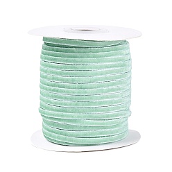 Aguamarina Cinta de terciopelo, de un solo lado, para el embalaje del regalo, decoración de fiesta, piso, con carretes, aguamarina, 3~4 mm, aproximadamente 50.00 yardas (45.72 m) / rollo