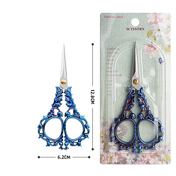 Blue & Stainless Steel Color Stainless Steel Scissors, Embroidery Scissors, Sewing Scissors, with Zinc Alloy Handle, Blue & Stainless Steel Color, 128x62mm