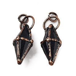 Синий Драгоценный Камень Синтетический синий авантюрин подвески, ромбовидные подвески с латунной фурнитурой, без кадмия и без свинца, Красная медь, 48~48.5x19.5~20x19.5~20 мм, отверстие : 6 мм