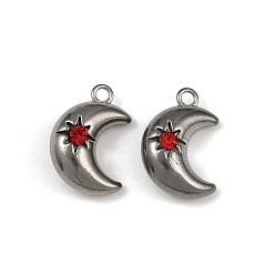 Сиамский 304 подвески из нержавеющей стали, со стразами, лунное очарование, Сиам, 15.5x10.5x5.5 мм, отверстие : 1.6 мм