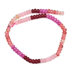 Mixed Color Cherry Quartz Glass and Natural White Jade Beads Strands, Smooth Rondelle, Mixed Dyed and Undyed, Mixed Color, 8~8.5x5~5.5mm, Hole: 1mm, about 75~78pcs/strand, 15.35''(39~40cm)
