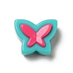 Dark Turquoise Two Tone Opaque Acrylic Beads, Butterfly, Dark Turquoise, 16x20x10.5mm, Hole: 3mm, about 250pcs/500g