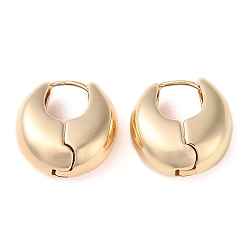 Light Gold Rack Plating Brass Thick Hoop Earrings, Flat Round, Light Gold, 17x8.5mm