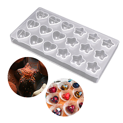 Белый 1 набор 2 шт. пластиковая форма для шоколада в форме сердца и звезды, состоящая из двух частей, белые, 13x24.3x2.3 см