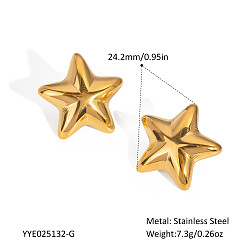Золотой Серьги-гвоздики из нержавеющей стали в форме звезды для женщин, золотые, 0.95 дюйм (24.2 мм)