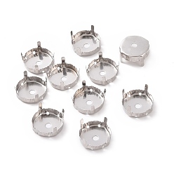 Stainless Steel Color Stainless Steel Rhinestone Claw Settings, Flat Round, Stainless Steel Color, 17x8mm, Tray: 16mm