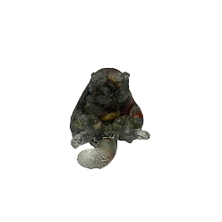 Dragon Blood Resin Cat Figurines, with Natural Dragon Blood Chips inside Statues for Home Office Decorations, 25x30x30mm