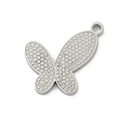 Нержавеющая Сталь Цвет 304 подвески из нержавеющей стали, анти-тускнение, очарование бабочки, цвет нержавеющей стали, 16x17x1.5 мм, отверстие : 1.5 мм