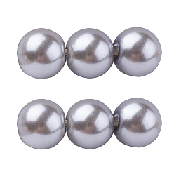Gris Clair Perles en verre nacré, nacré, ronde, gris clair, 6mm, trou: 0.7~1mm, environ 68 pcs/chapelet, 16'' (40.64 cm)
