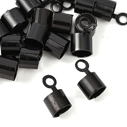 Черный Ионное напыление (IP) 304 обжимные концы шнура из нержавеющей стали, заглушки для шнуров колонн, зажимы, трубки для изготовления ювелирных изделий, чёрные, 8x4.7 мм, отверстие : 1.7 мм, внутренний диаметр: 4 мм