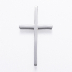 Stainless Steel Color 304 Stainless Steel Pendants, Latin Cross, Stainless Steel Color, 42x24x5mm, Hole: 3.5mm
